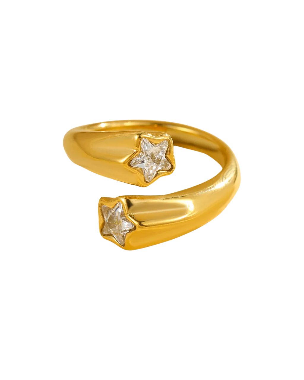 Anillo doble estrella dorado