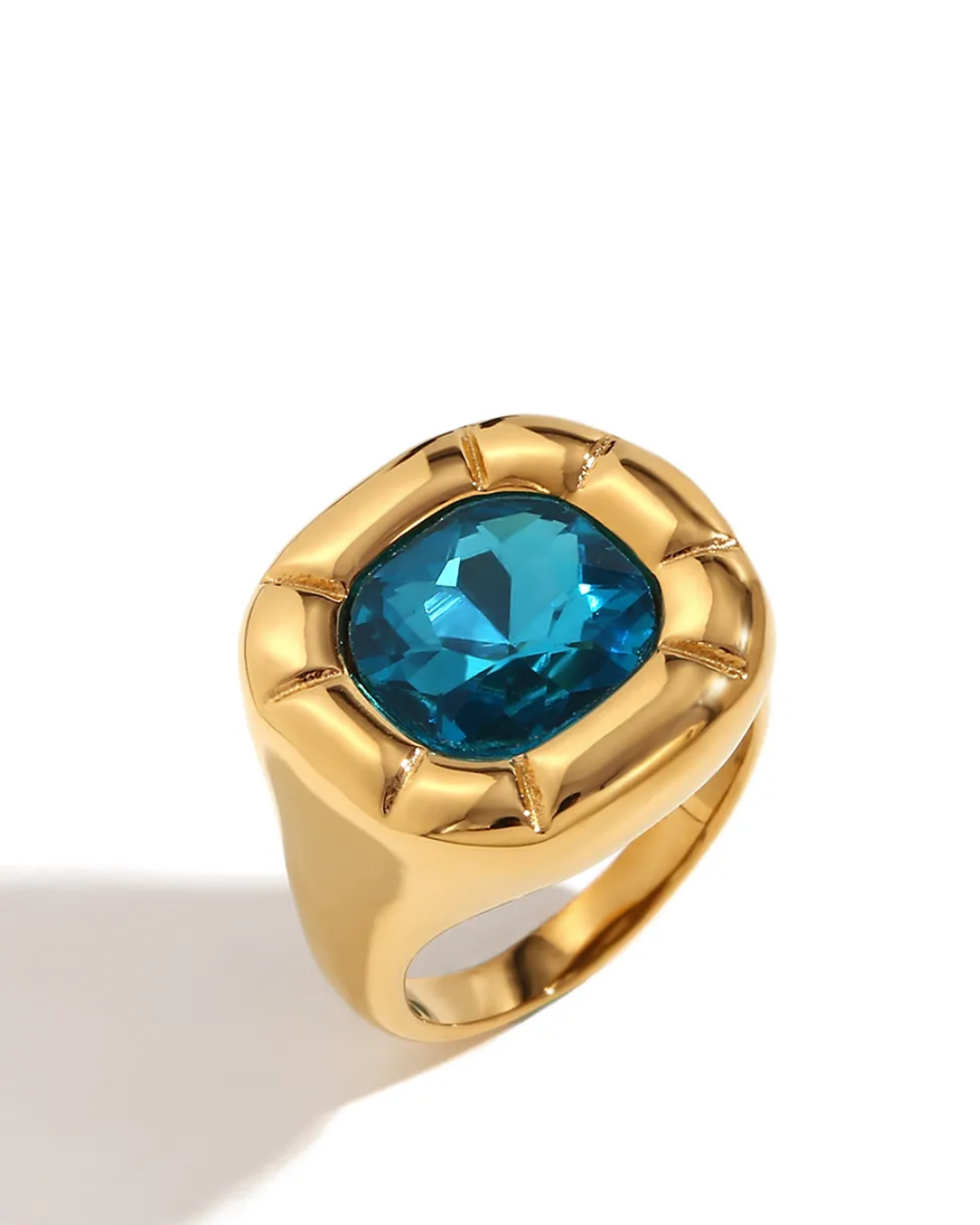 Anillo zirconia azul