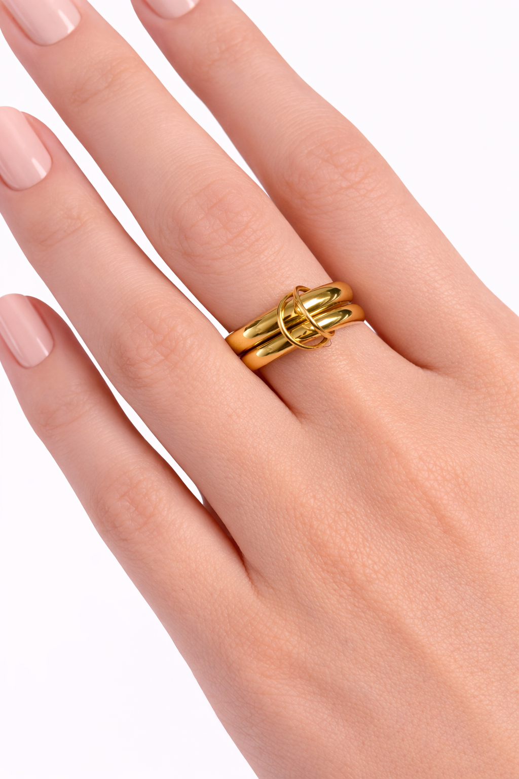 Anillo doble argolla dorado