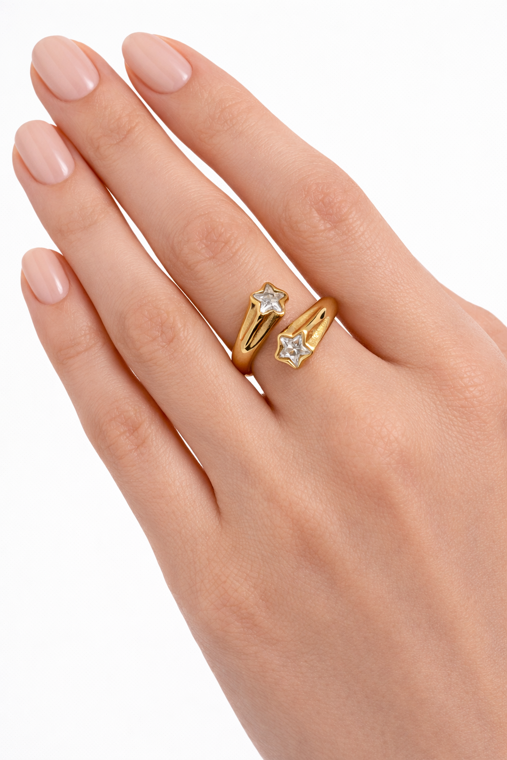 Anillo doble estrella dorado