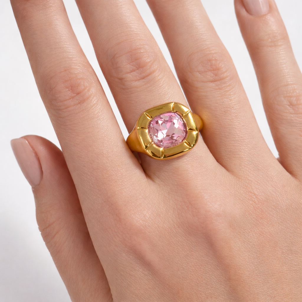 Anillo zirconia rosa