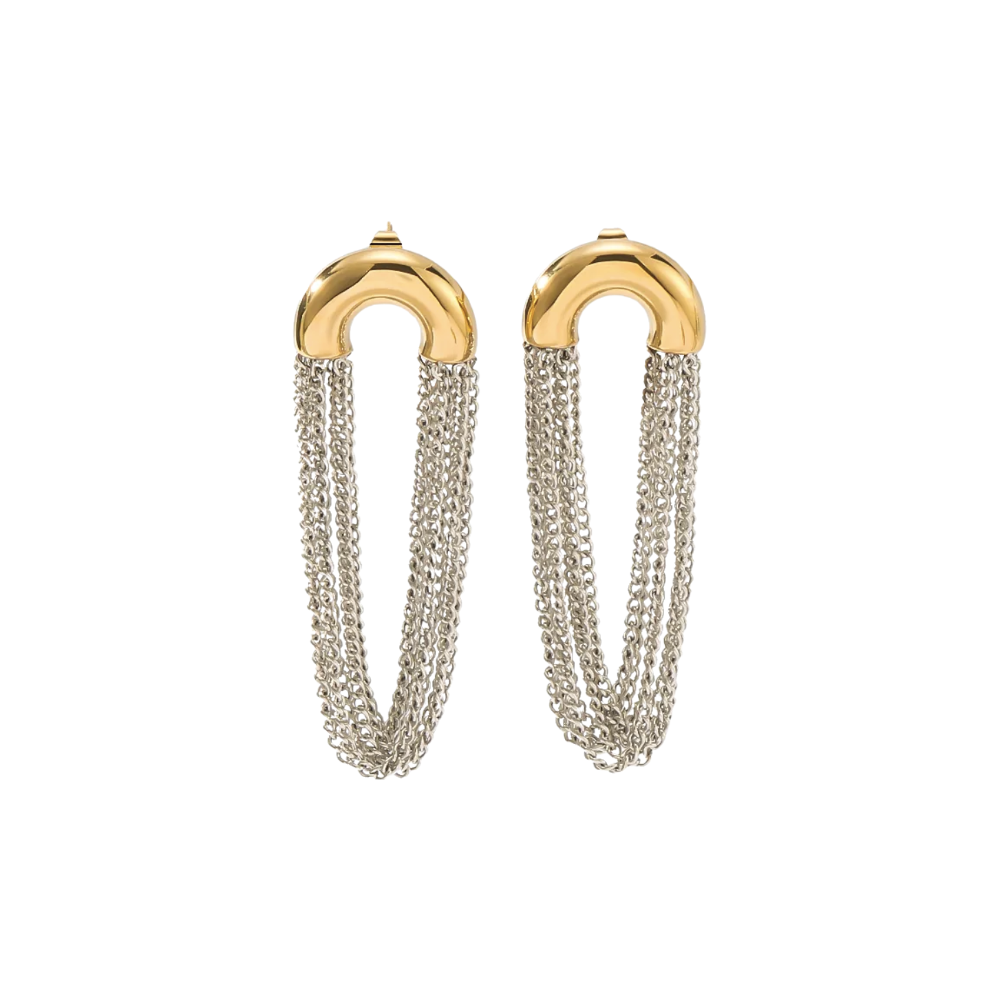 Aretes cadena plateada