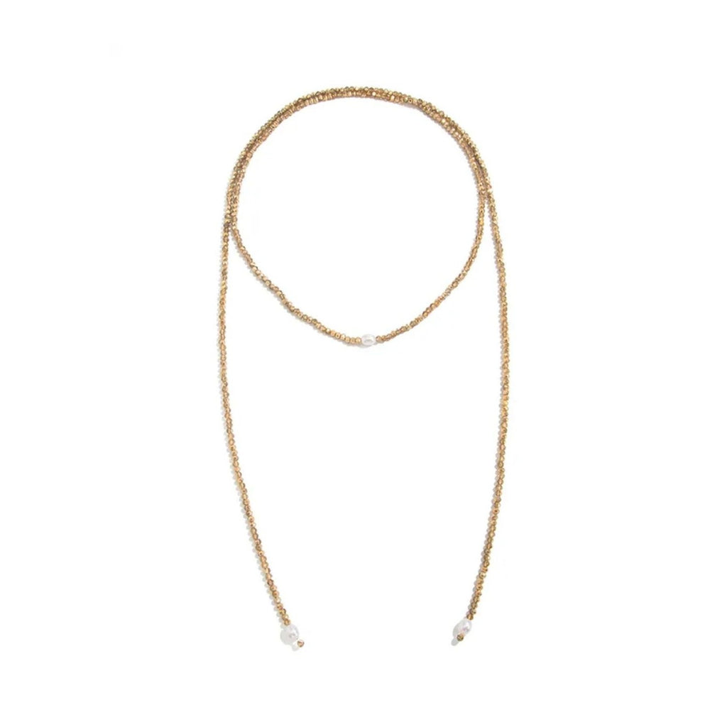 Collar lazo dorado con perlas