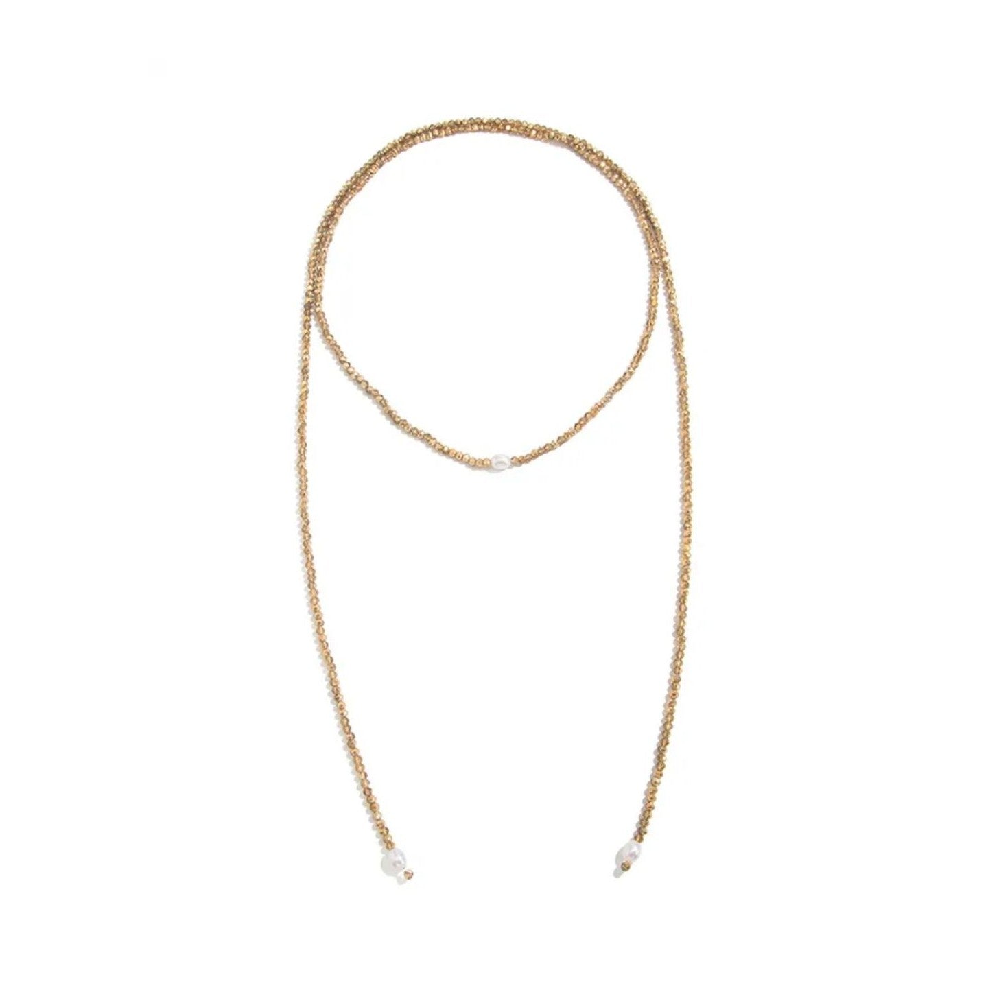 Collar lazo dorado con perlas